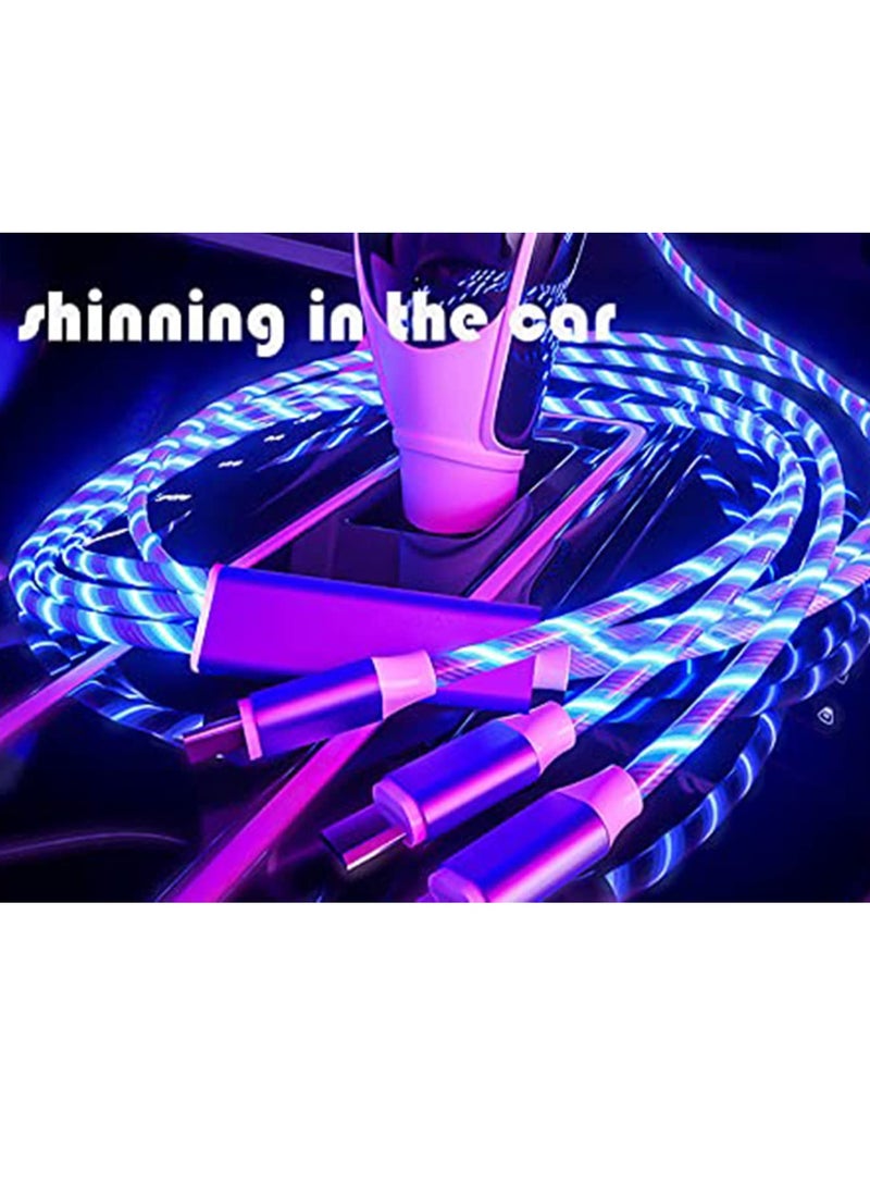 Flowing Charging Cable,3 in 1 LED 3.9FT USB Fast Charger Cord, Light up Shinning Car Charging Wire 2 Pack - Image 5