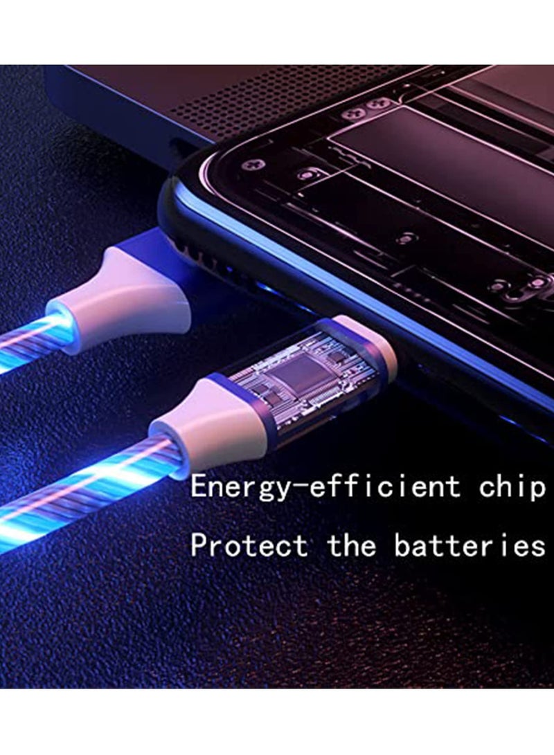 Flowing Charging Cable,3 in 1 LED 3.9FT USB Fast Charger Cord, Light up Shinning Car Charging Wire 2 Pack - Image 4