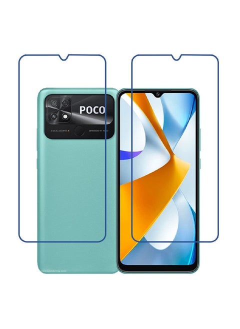 2 Pieces Tempered Glass Screen Protector Clear Designed For Xiaomi Poco C40 Full Screen Coverage And Bubble Free