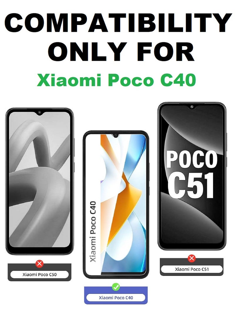 2 Pieces Tempered Glass Screen Protector Clear Designed For Xiaomi Poco C40 Full Screen Coverage And Bubble Free