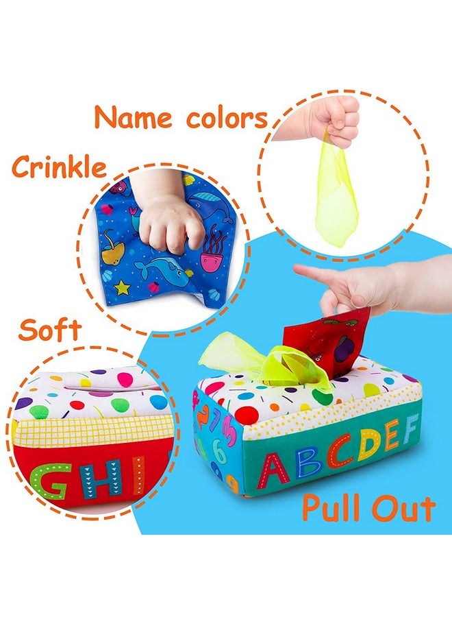 teytoy My First Baby Tissue Box, Soft Stuffed High Contrast Crinkle Montessori Square Sensory Toys Juggling Rainbow Dance Scarves For Toddler, Infants, Newborns And Kids Educational Preschool Learning - Image 3