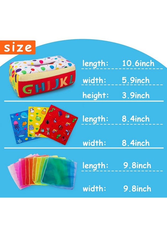teytoy My First Baby Tissue Box, Soft Stuffed High Contrast Crinkle Montessori Square Sensory Toys Juggling Rainbow Dance Scarves For Toddler, Infants, Newborns And Kids Educational Preschool Learning - Image 4