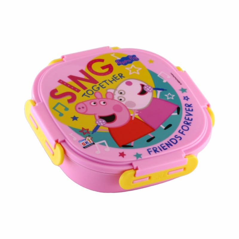 SKi Homeware SKI Baker Steel Lunch Box for Kids, 3 Compartment Insulated School Tiffin with Spoon, Leak-Proof, BPA Free, Bento Box for Boys & Girls, Birthday Gifts, Party Favours - Peppa Pig - Image 1