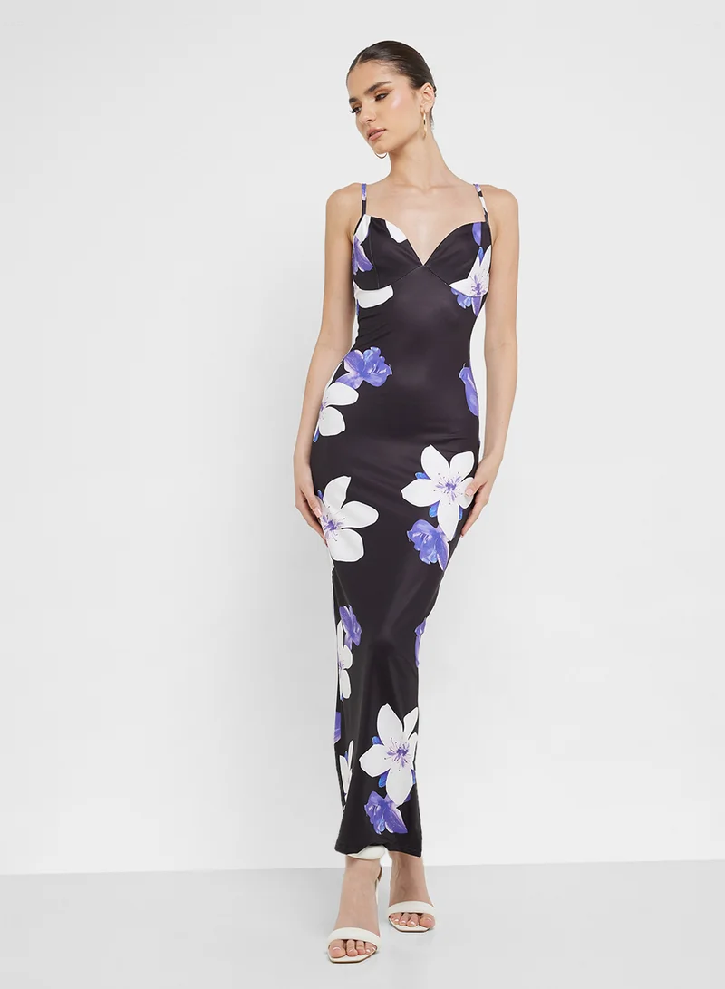 Ginger Floral Print Gown Dress