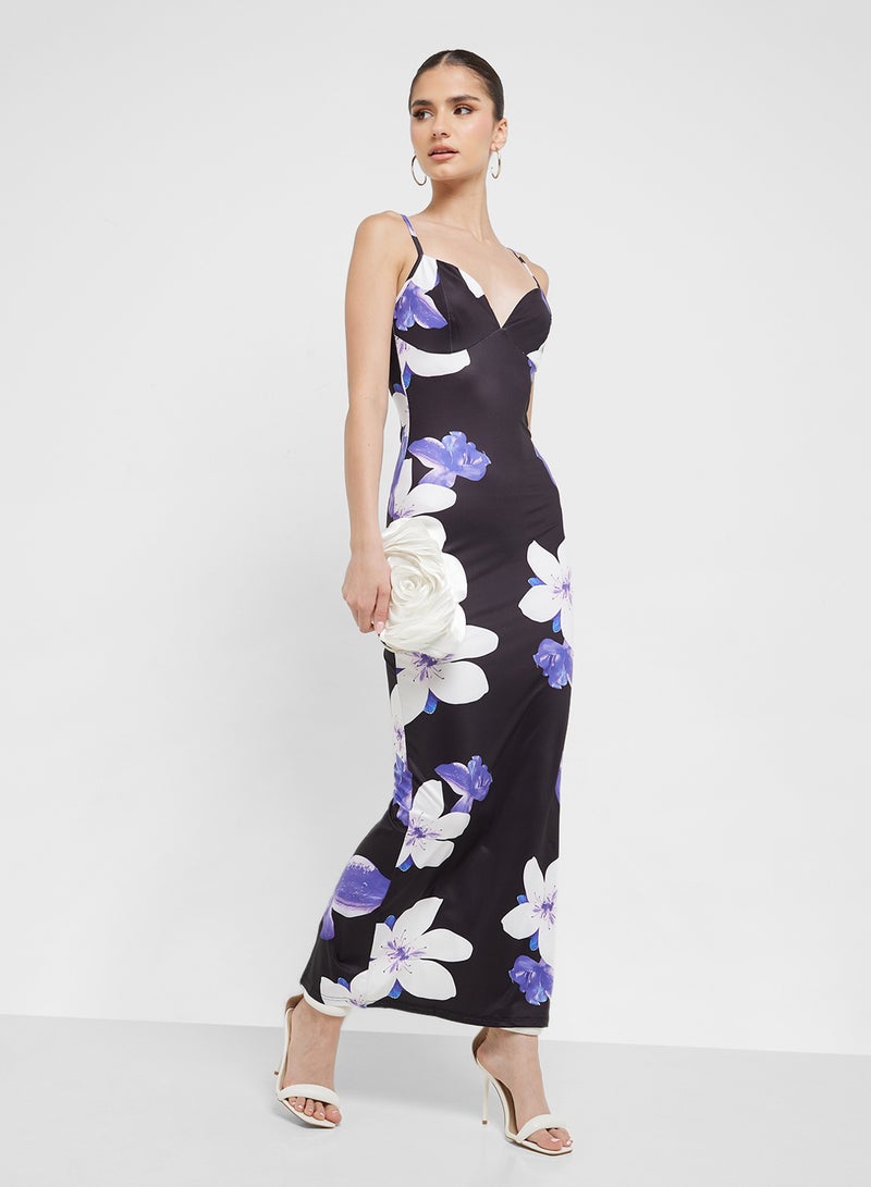 Ginger Floral Print Gown Dress - Image 1