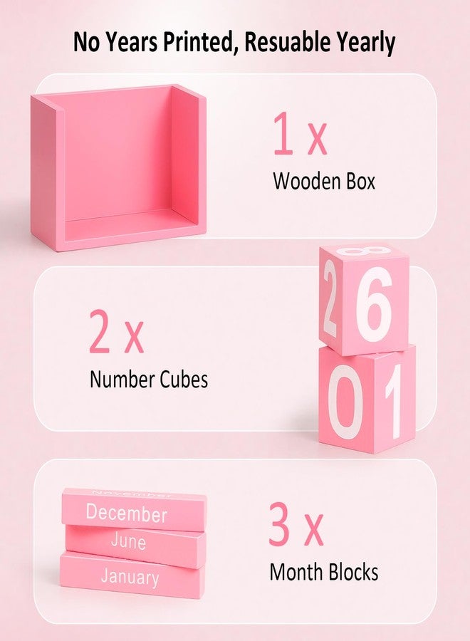 DEERINE Wooden Block Calendar for Desk, DBC03P - Image 4