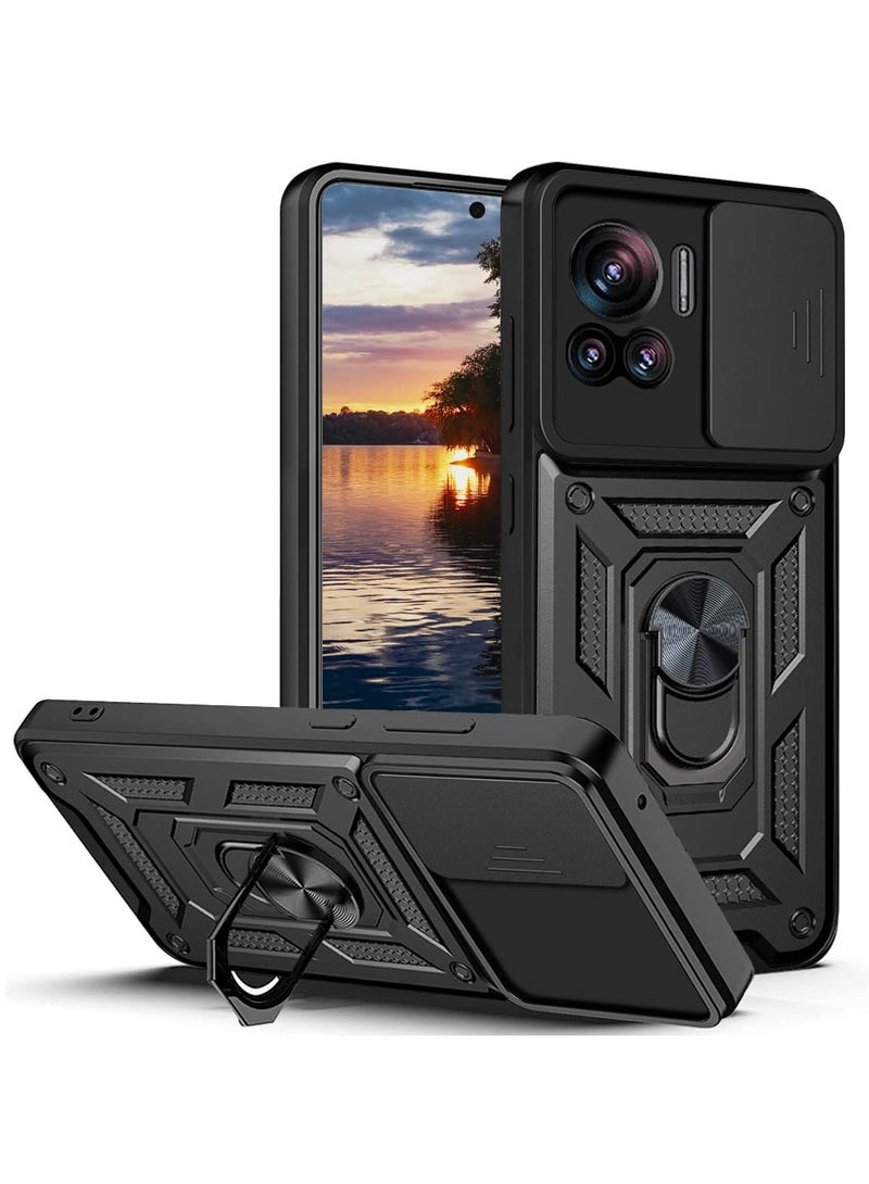 Motorola Edge 30 Ultra 5G Case, Slide Camera Lens Cover + 360°Rotating Kickstand Ring + Support Magnetic Car Mount Shockproof Mobile Phone Case - Image 1