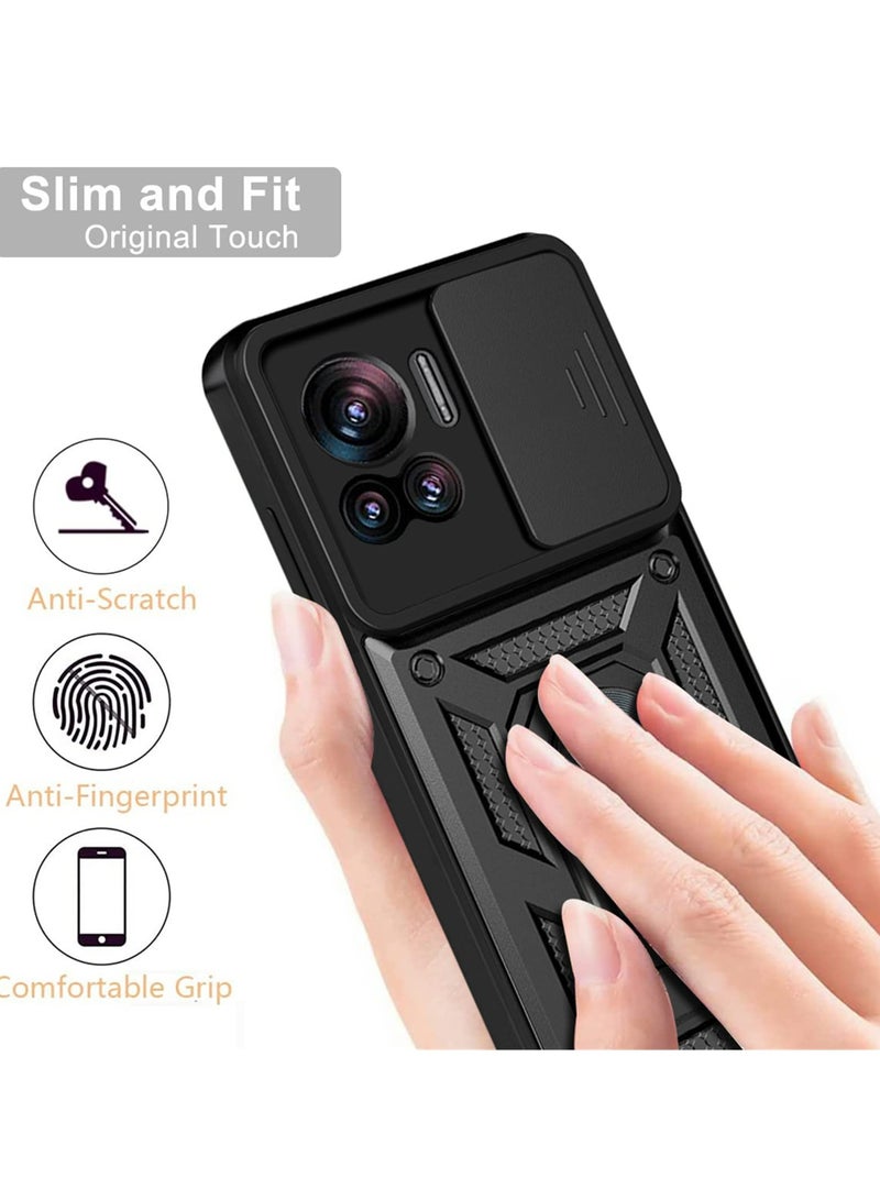 Motorola Edge 30 Ultra 5G Case, Slide Camera Lens Cover + 360°Rotating Kickstand Ring + Support Magnetic Car Mount Shockproof Mobile Phone Case - Image 5