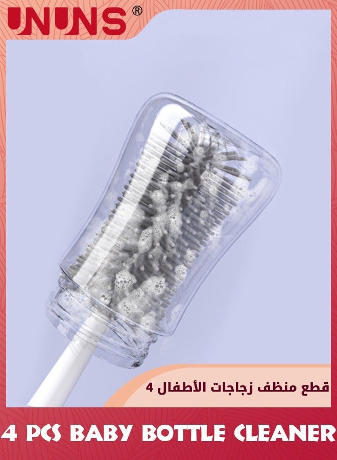 UNUNS Bottle Cleaning Brush Set With Standing Holder,Silicone Baby Cleaner Brushes,Teat Straw Feeding Brus,Cleaning Tools For Bottles,Sports Bottle,Vase,Orange - Image 5