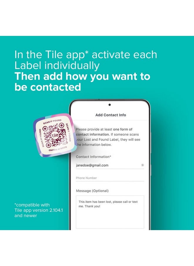 tile - Lost And Found Labels | Qr Scannable Labels For Laptops Water Bottles Pet Collars Kids Toys Headphones And More | Android And Ios Devices | Scratch Proof | Adhesive | 25 Labels - Image 1