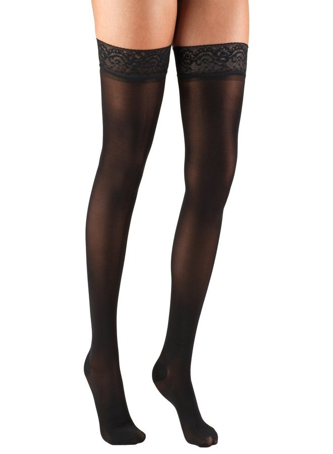 Truform Sheer Compression Stockings, 30-40 mmHg, Women's Thigh High Length, 30 Denier, Black, Medium - Image 1