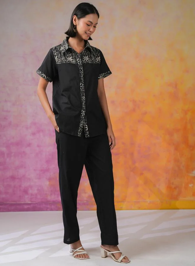 sanskrutihomes sanskrutihomes Printed Spread Collar Shirt and Pants Co-Ords