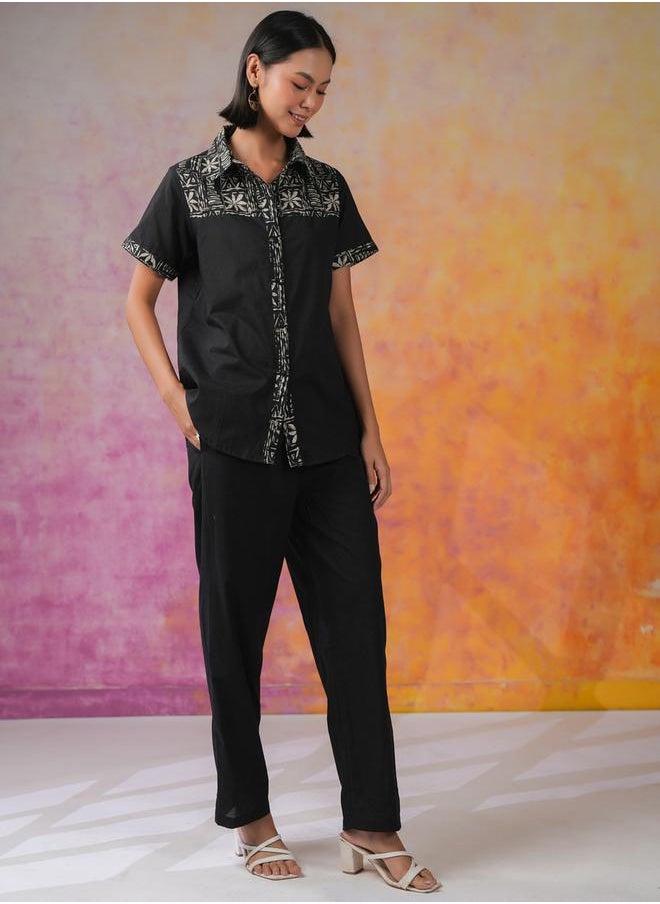 sanskrutihomes Printed Spread Collar Shirt and Pants Co-Ords by Styli  - Image 3