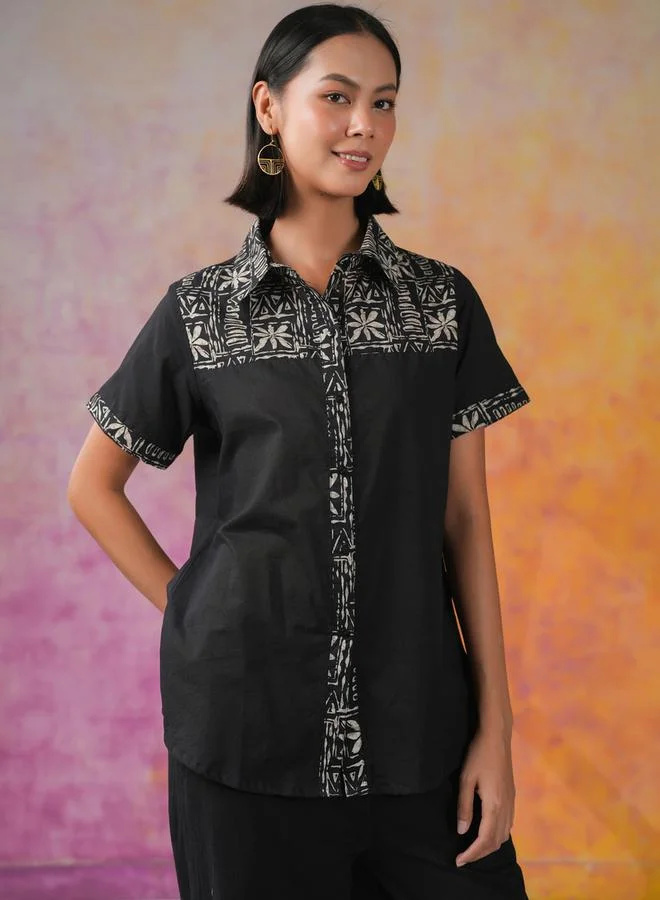 sanskrutihomes sanskrutihomes Printed Spread Collar Shirt and Pants Co-Ords