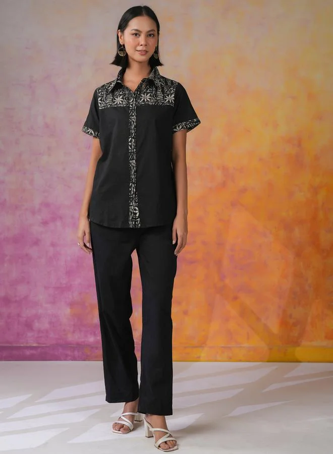 sanskrutihomes sanskrutihomes Printed Spread Collar Shirt and Pants Co-Ords
