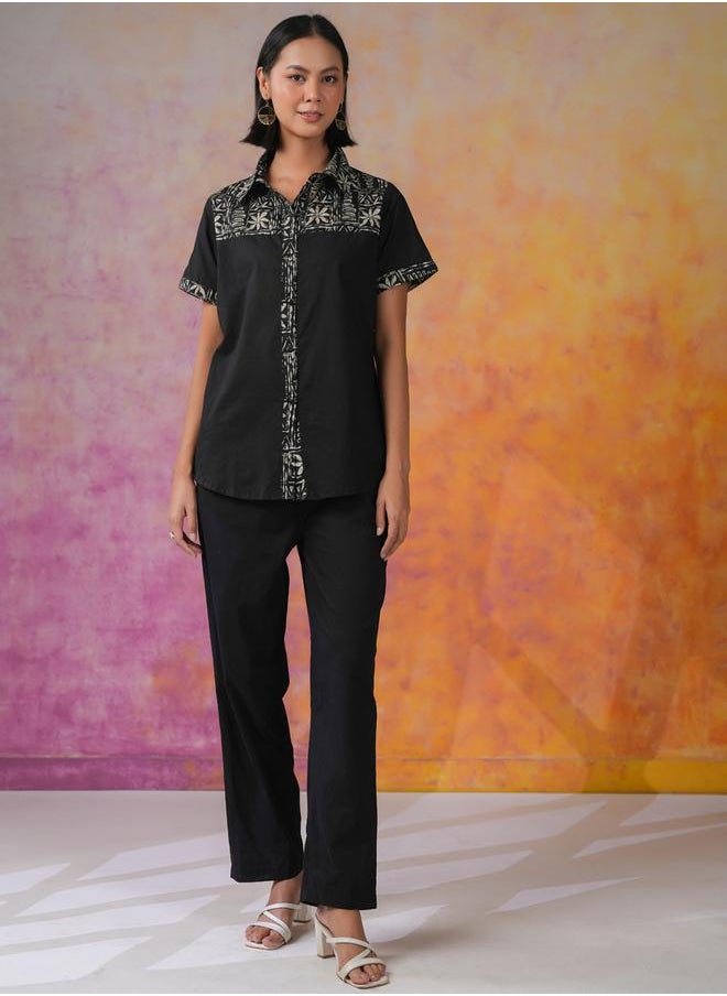 sanskrutihomes Printed Spread Collar Shirt and Pants Co-Ords by Styli  - Image 1
