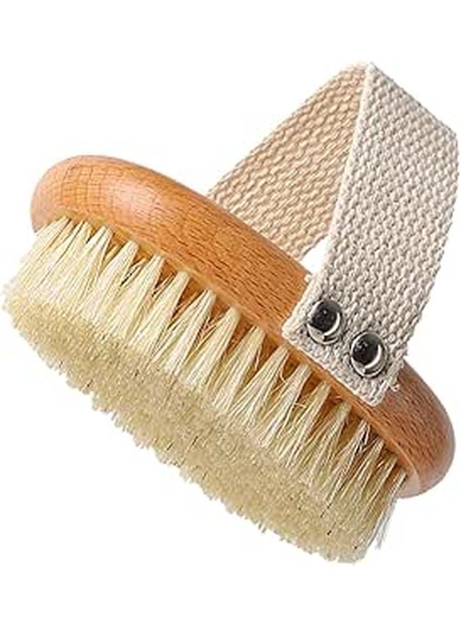 Natural Boar Bristle Dry Body Brush For Exfoliation And Circulation Wood Handle Bath Accessory - Image 1