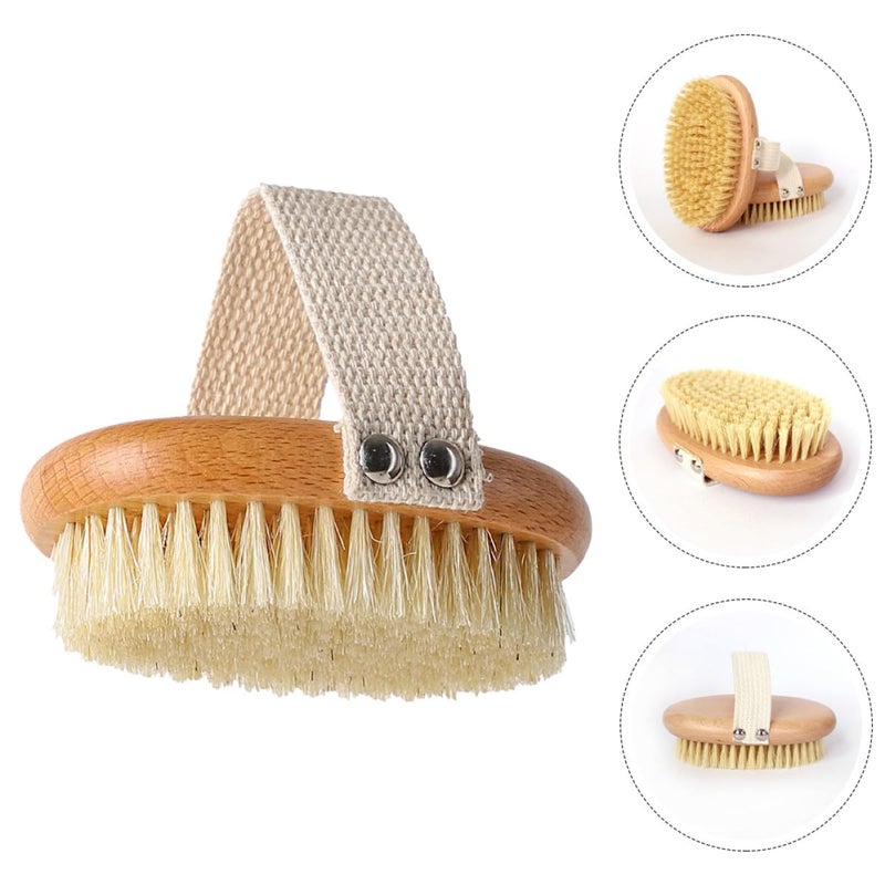 Natural Boar Bristle Dry Body Brush For Exfoliation And Circulation Wood Handle Bath Accessory - Image 4