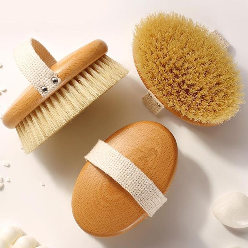 Natural Boar Bristle Dry Body Brush For Exfoliation And Circulation Wood Handle Bath Accessory - Image 5