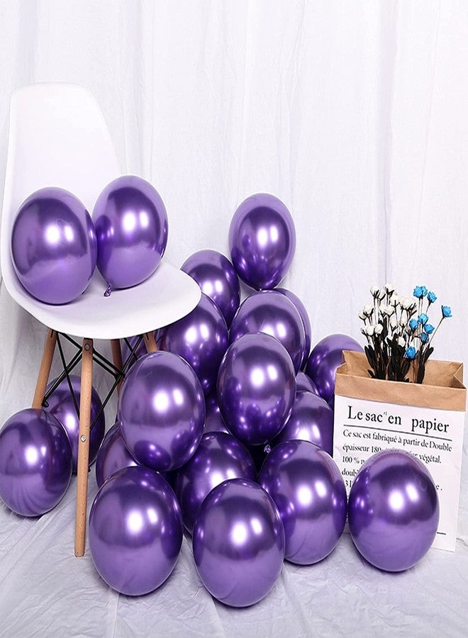 Flyloons 100 pcs Purple and Silver Chrome Balloons for Birthday decoration celebration Anniversary baby shower Girls Boys Men Women - Image 2