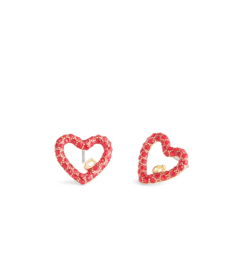 كوتش Signature Pavé Heart Stud Earrings