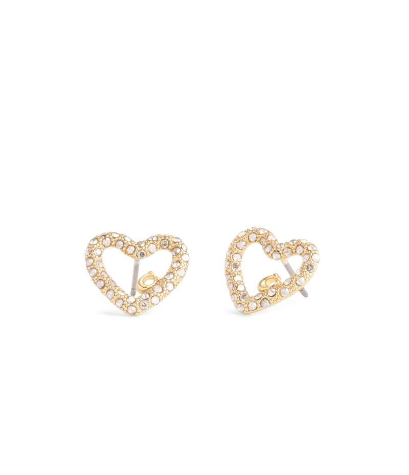 كوتش Signature Pavé Heart Stud Earrings