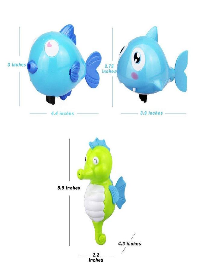 SPADORIVE Floating Wind-up Bath Water Toys - 6 Pcs Sea Animal Bath Toy for Kids and Toddlers - Turtle Hippo Crocodile Hippocampus Fish, Bathtub Playset Clockwor - Image 3
