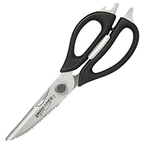 Ergo Chef مقص المطبخ متعدد الاستخدامات من إيرغو شيف قابل للفصل للدواجن والأسماك والخضروات ومزيل الأعشاب وفتاحة زجاجات (أسود) - Image 1