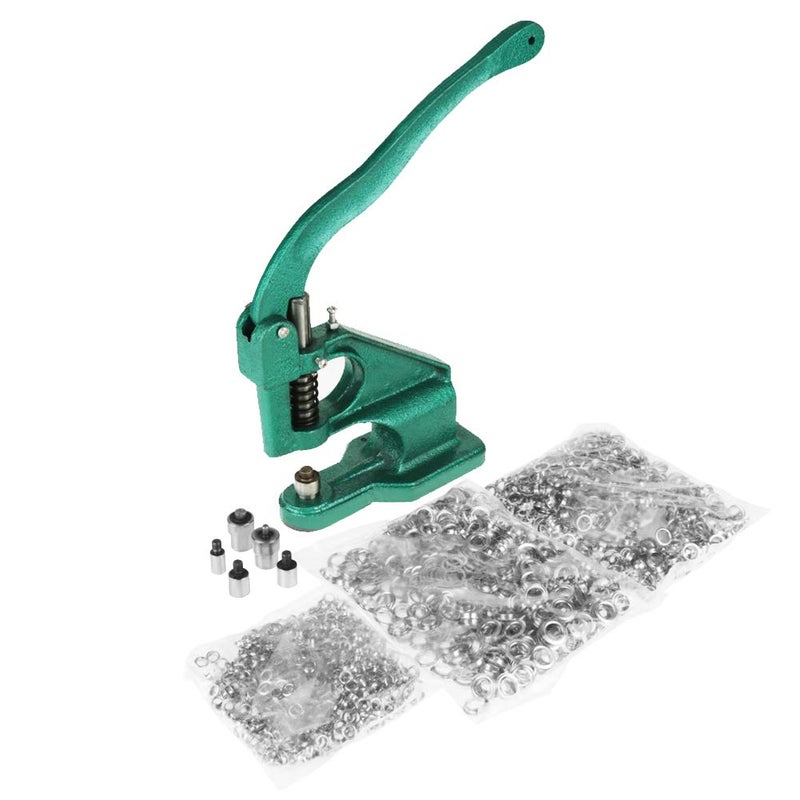klarako Hand Press Grommet Machine, Heavy Duty Grommet Eyelet Rivet Press Machine Industrial Table Mount Hole Punch Tool Kit with 3 Dies and 1500 Grommets for DIY Craft - Image 1