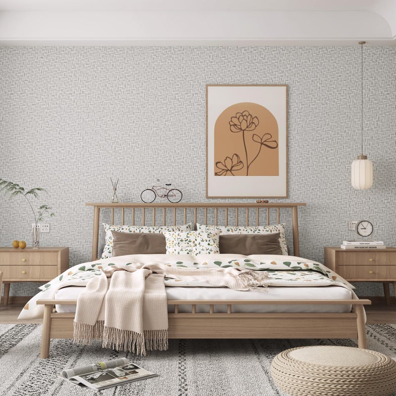 Haimin Fabric Wallpaper Textured Contact Paper (24in X 393in) Grasscloth Wallpaper Peel and Stick Faux Linen Wall Paper Waterproof Vinyl Self Adhesive (Light Gray) - Image 4