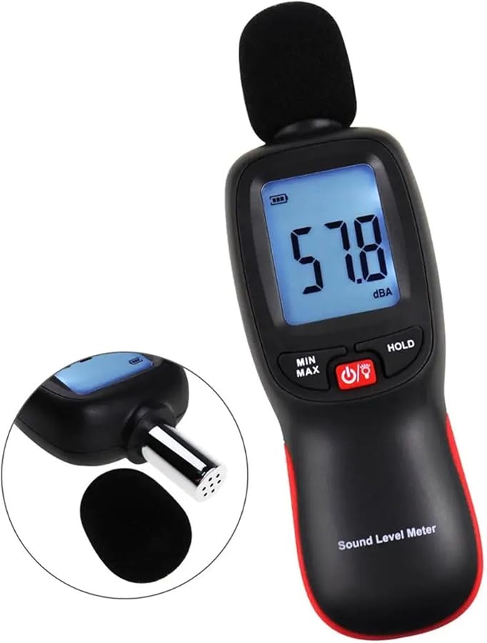 مقياس مستوى الصوت الرقمي، جهاز اختبار الديسيبل 30-130 ديسيبل، مراقبة ضوضاء الصوت بشاشة LCD مضاءة - Image 1
