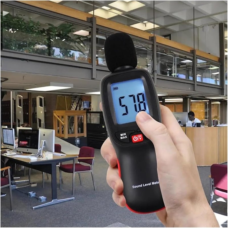مقياس مستوى الصوت الرقمي، جهاز اختبار الديسيبل 30-130 ديسيبل، مراقبة ضوضاء الصوت بشاشة LCD مضاءة - Image 2
