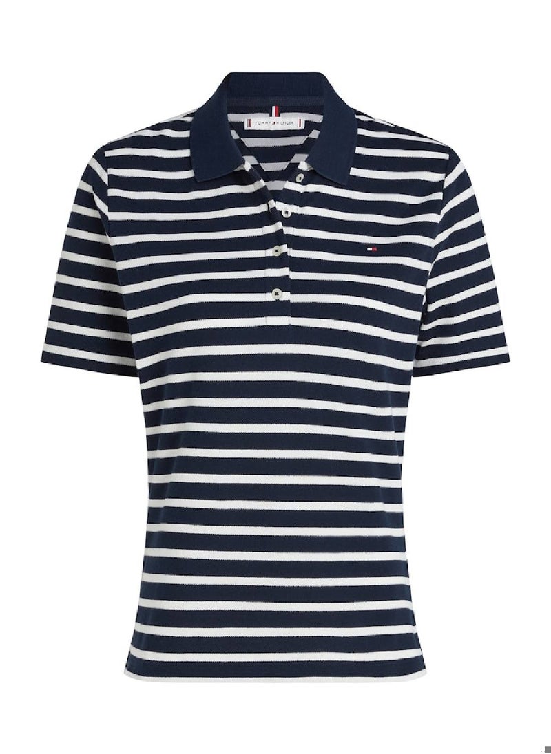 TOMMY HILFIGER Women's 1985 Collection Regular Fit Polo Shirt - Cotton, Blue  - Image 2