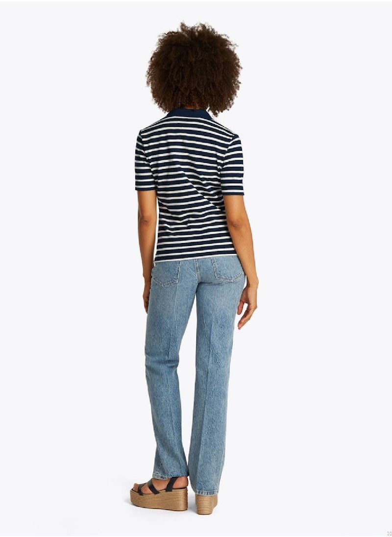 TOMMY HILFIGER Women's 1985 Collection Regular Fit Polo Shirt - Cotton, Blue  - Image 4