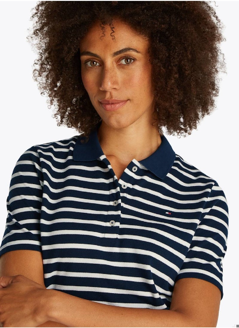TOMMY HILFIGER Women's 1985 Collection Regular Fit Polo Shirt - Cotton, Blue  - Image 5