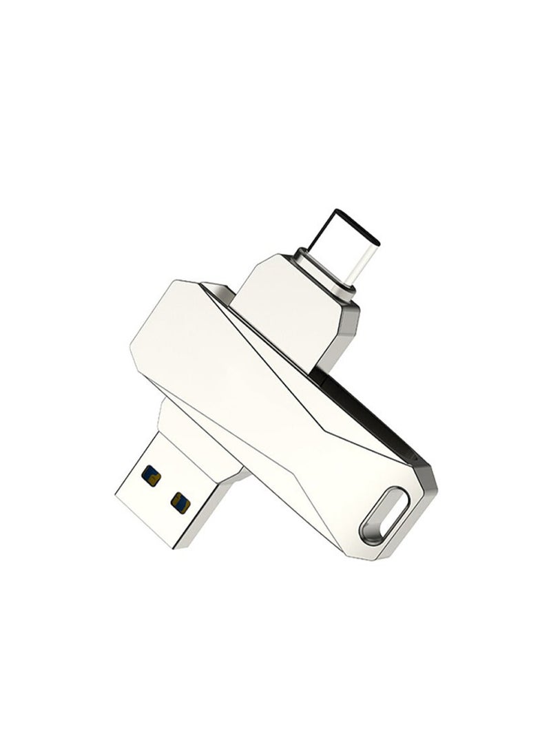 Silver Type-C Usb 64gb Dual-Interface Flash Drive Plug U782c_2, Dual-Use For Mobile Phones And Computers - Image 1
