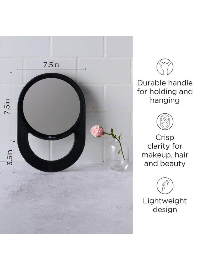 Diane Professional Quality Hand Mirrorhand Held Mirror With Handle Single Sided Vanity Makeup Mirror For Women Men Salon Barber Shaving And Travel Medium 7.5 X 11 In Black  - Image 2