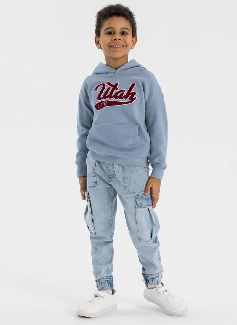 MINOTI Kids Boys Casual Hoodie with Front Print  - Image 2