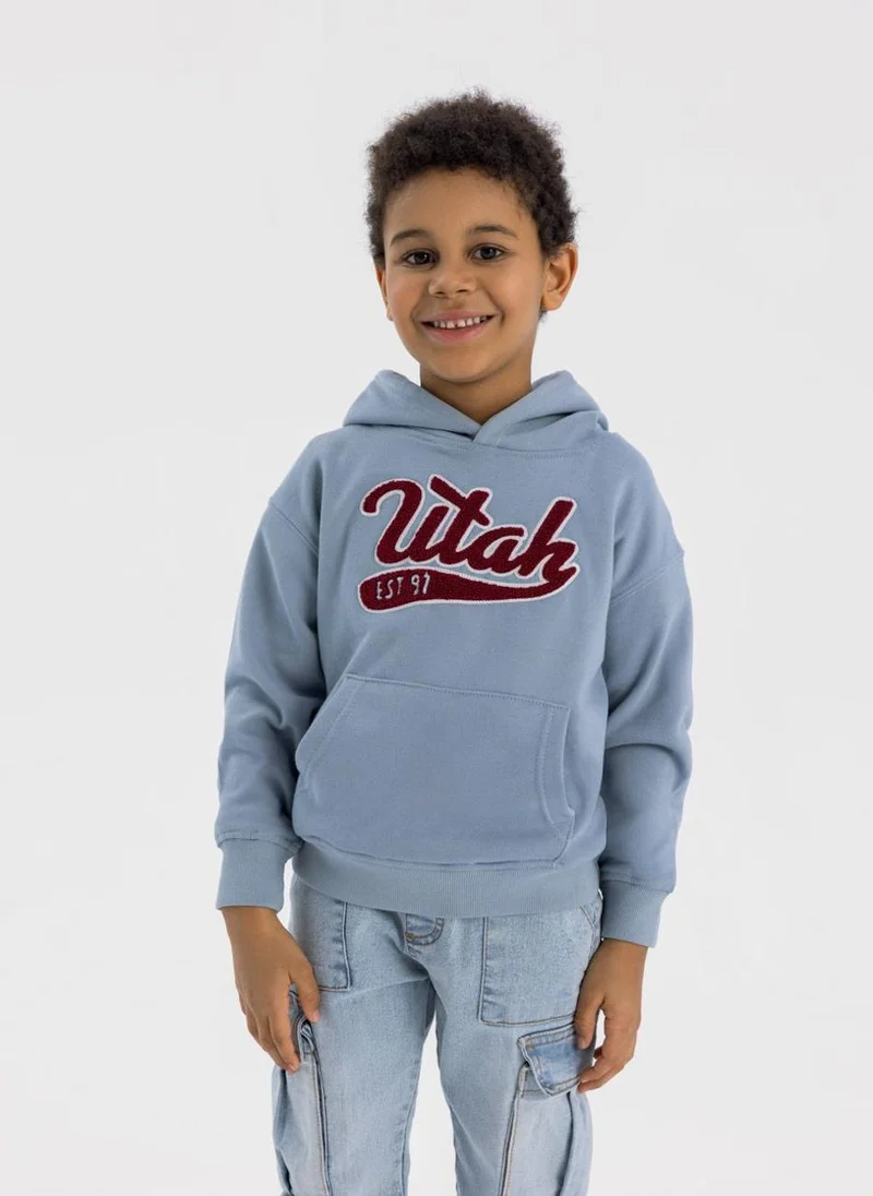 MINOTI Boys oversized hoodie with kangaroo pocket blue