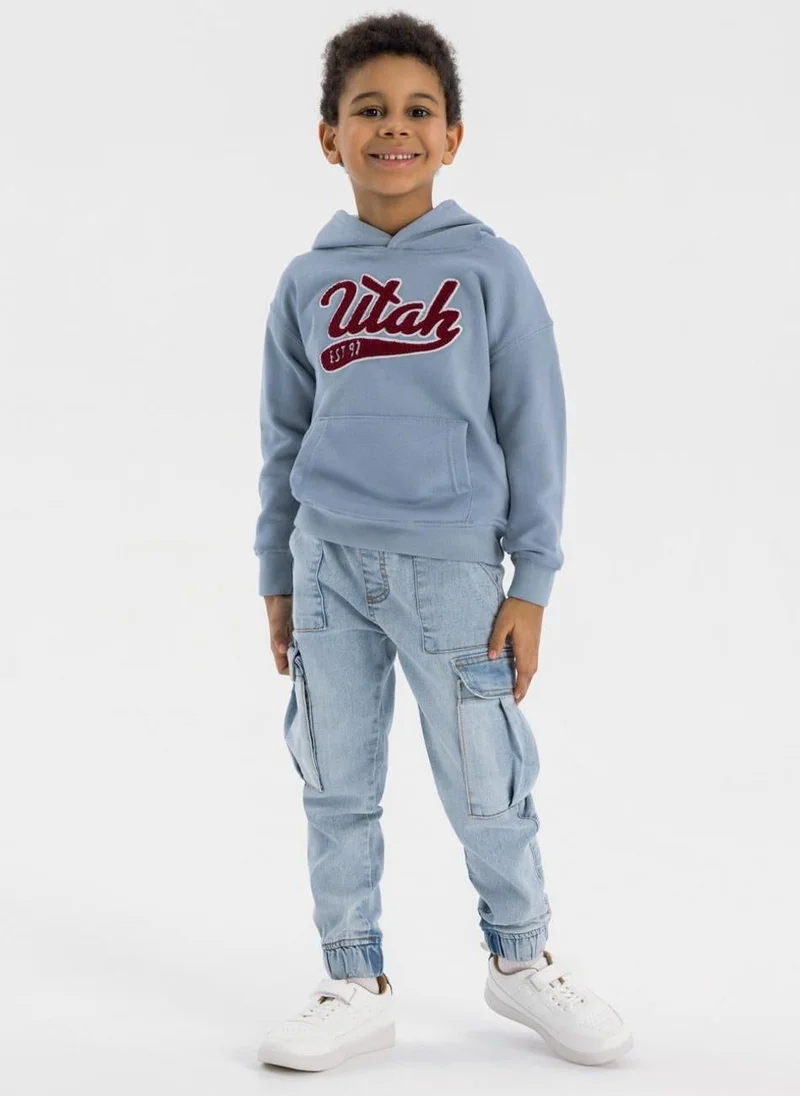 MINOTI Boys oversized hoodie with kangaroo pocket blue