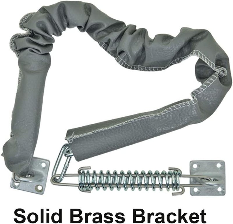 QCAA Extra Heavy Storm Door Chain Check, for Heavy Commercial Door, 32" Length Overall, Solid Brass Bracket Satin Chrome Plated, 304 Stainless Steel Hook, Grey Textured Vinyl Cover, 4 Pack - Image 2