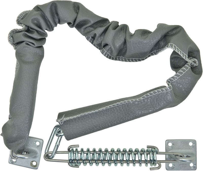 QCAA Extra Heavy Storm Door Chain Check, for Heavy Commercial Door, 32" Length Overall, Solid Brass Bracket Satin Chrome Plated, 304 Stainless Steel Hook, Grey Textured Vinyl Cover, 4 Pack - Image 1