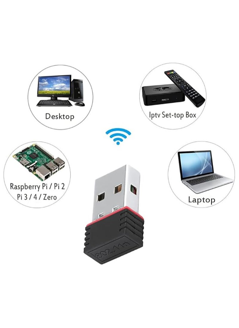 Generic - 150Mbps Mini USB WiFi Adapter, USB 2.0 802.11b/g/b 2.4GHz Wireless Network Card Adapter WiFi Dongle for Desktop Laptop PC Windows10 8 7 MAC OS - Image 1