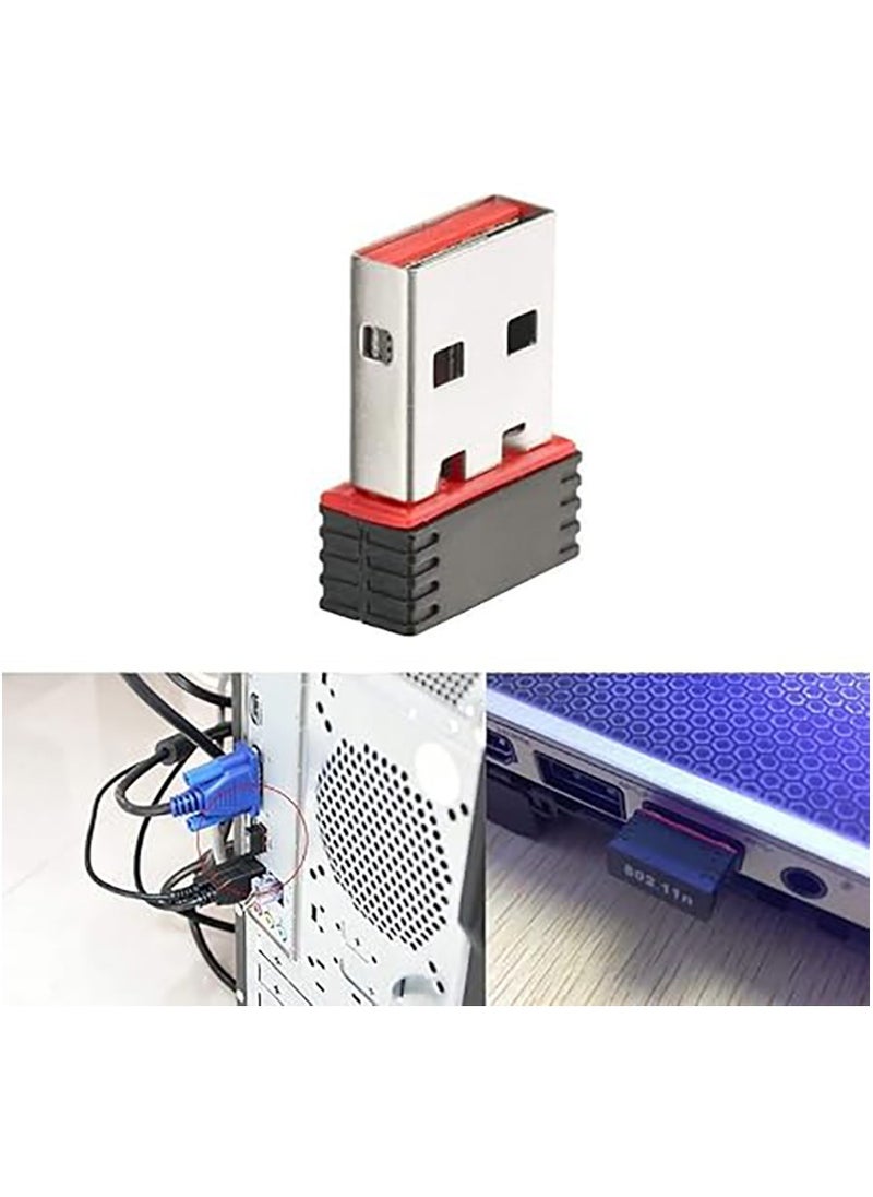 Generic - 150Mbps Mini USB WiFi Adapter, USB 2.0 802.11b/g/b 2.4GHz Wireless Network Card Adapter WiFi Dongle for Desktop Laptop PC Windows10 8 7 MAC OS - Image 1