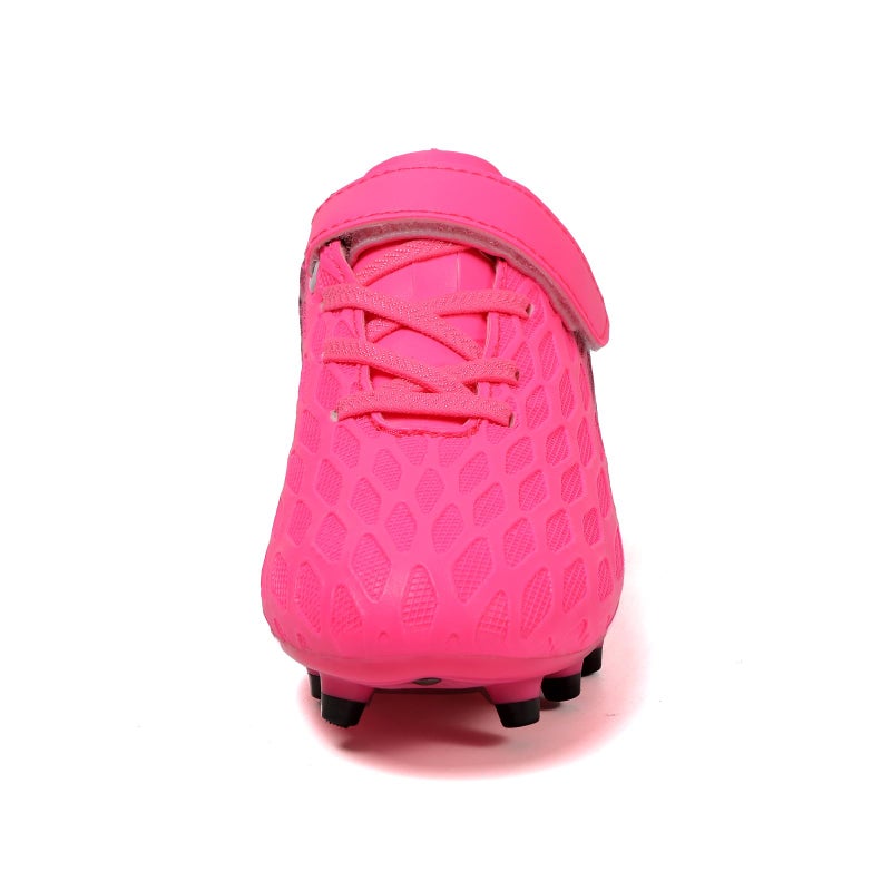 Skerxut Soccer Cleats, Kids Firm Ground Football Shoes, Boys Girls Athletic Outdoor (Black/Pink, Little Kid, 13, Numeric, US Footwear Size System, Medium) - Image 4