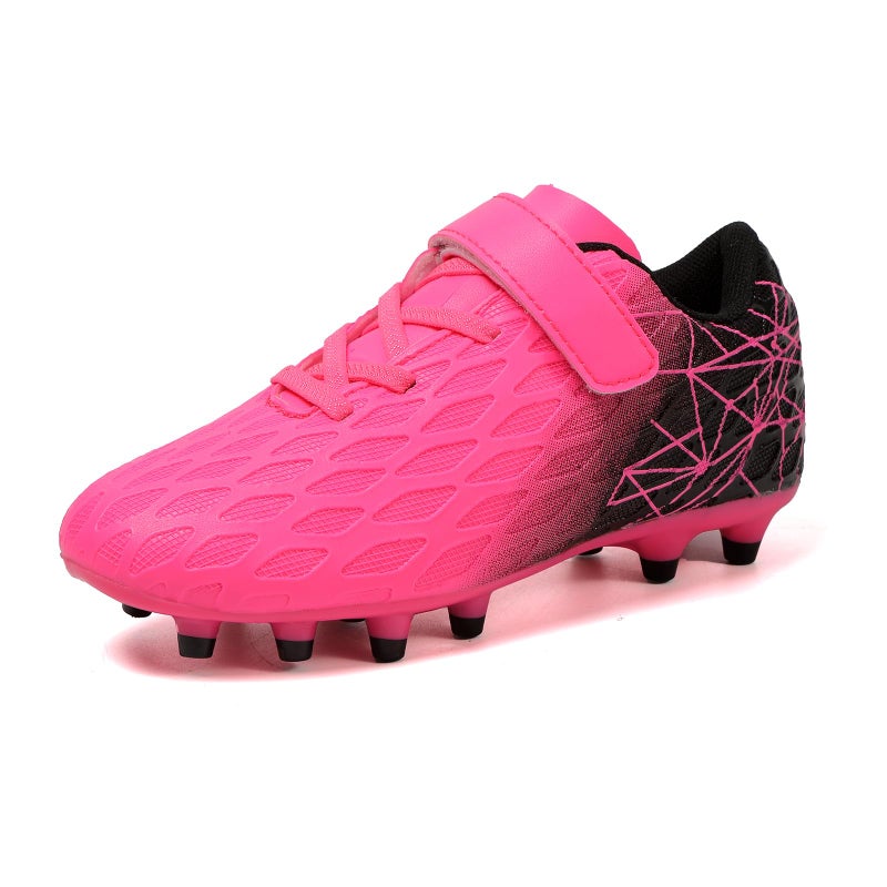Skerxut Soccer Cleats, Kids Firm Ground Football Shoes, Boys Girls Athletic Outdoor (Black/Pink, Little Kid, 13, Numeric, US Footwear Size System, Medium) - Image 3