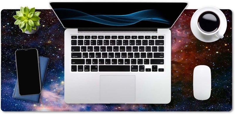 SSOIU Desk Mat,Large Mouse Pad 35.5" x 15.7" XXL Extended Gaming Mouse Pad Mat with Non-Slip Base Stitched Edge Mousepad for Computer,Office,Keyboard and Laptop - Galaxy Nebula Starry Cosmic - Image 4