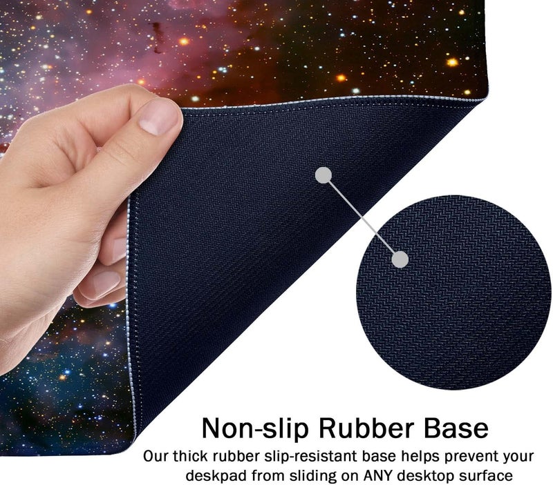 SSOIU Desk Mat,Large Mouse Pad 35.5" x 15.7" XXL Extended Gaming Mouse Pad Mat with Non-Slip Base Stitched Edge Mousepad for Computer,Office,Keyboard and Laptop - Galaxy Nebula Starry Cosmic - Image 5