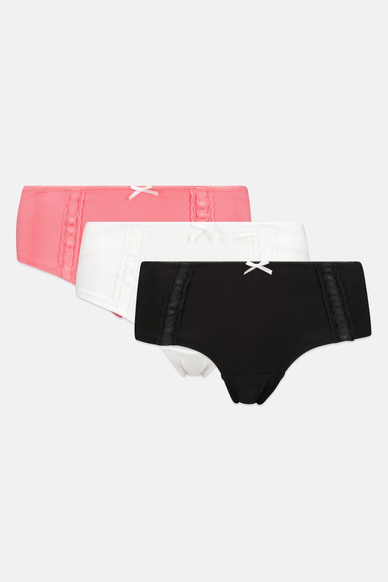 bebe Women 3 Pieces Solid Panties, Multicolor - Image 1