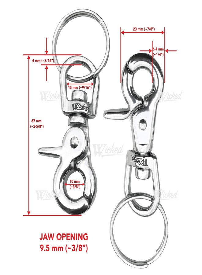 Wicked 316 Stainless Steel 2 5/8” Swivel Eye Trigger Snap Hook and Split Ring - Set of 2 Each - Image 4